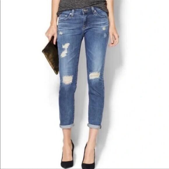 AG Adriano Goldschmied The Stilt Roll-up Cigarette Denim Jeans Size 25 - Picture 1 of 7